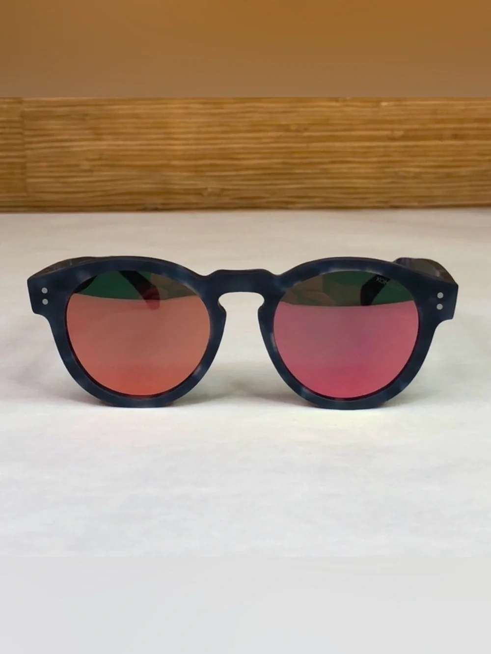 KOMONO Sunglasses NEW Blue Tortoiseshell  with mirrored lens Round Clement